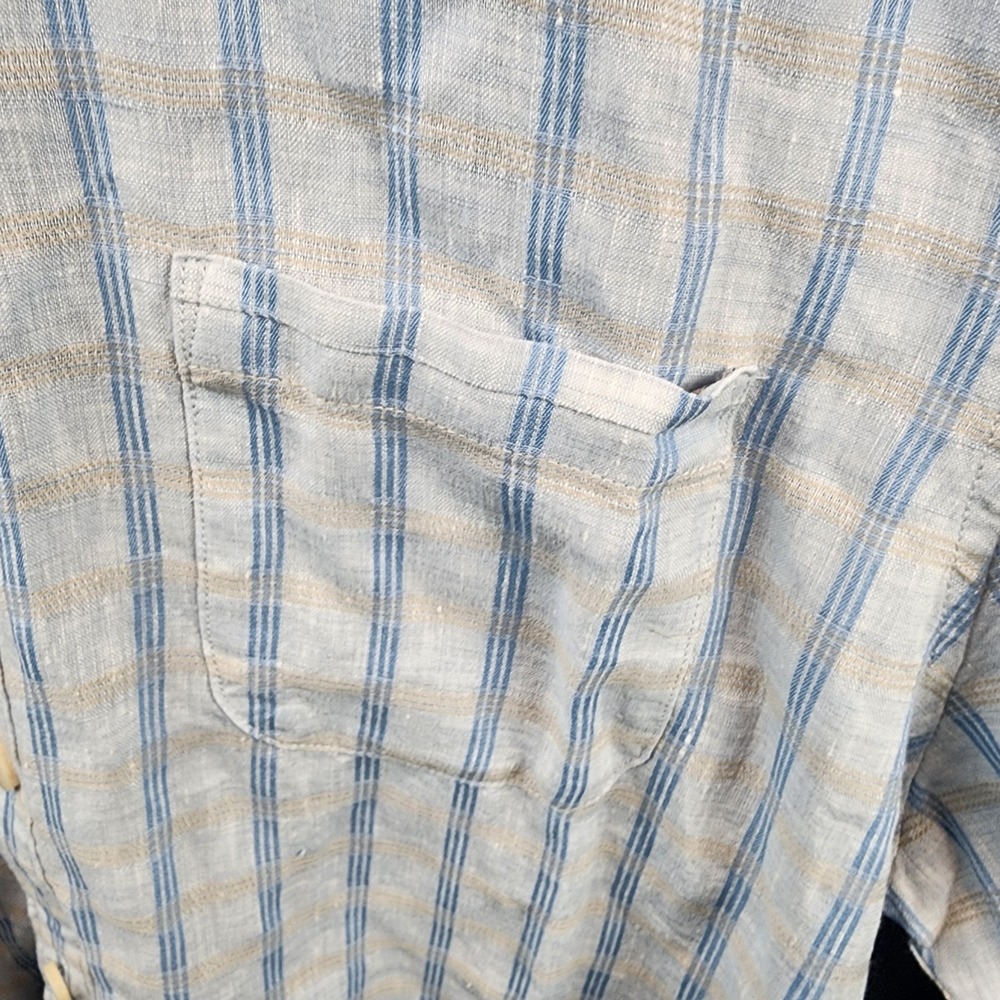Tommy Bahama Short Sleeve Button‎ Up Island Modern Fit Blue Plaid Size Large - Picture 2 of 7